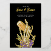 Ghosted Champagne "Boos & Booze" Halloween-Party Folieneinladung (Vorderseite)