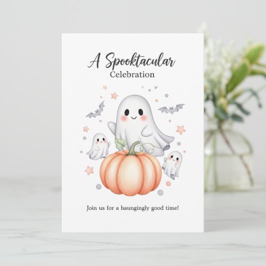 Ghosted Fun Halloween Einladung (Stehend Vorderseite)