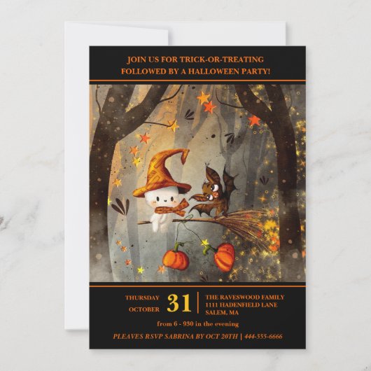 Ghosted Fun Halloween-Party Einladung (Vorderseite)