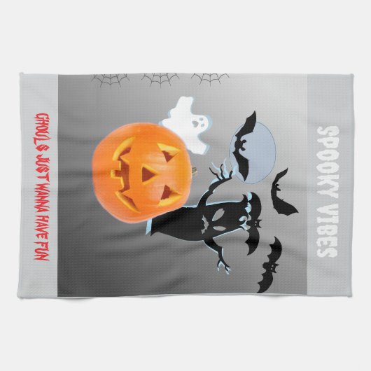 Ghosted Glow "Spooky Vibes" Halloween Geschirrtuch (Horizontal)