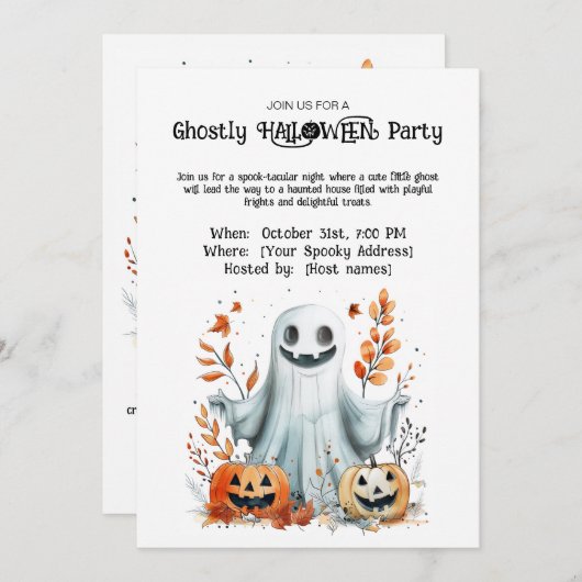 Ghosted Halloween-Party Einladung (Vorne/Hinten)
