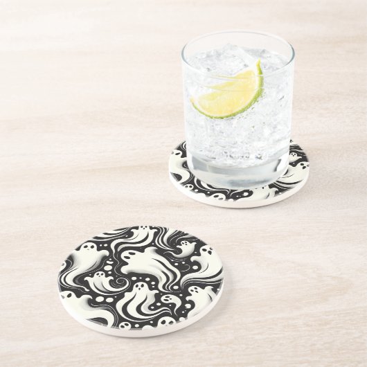 Ghosted Halloween Sandstone Untersetzer (Seite)