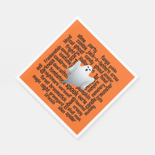 Ghosted Halloween Word Cloud Serviette (Ecke)