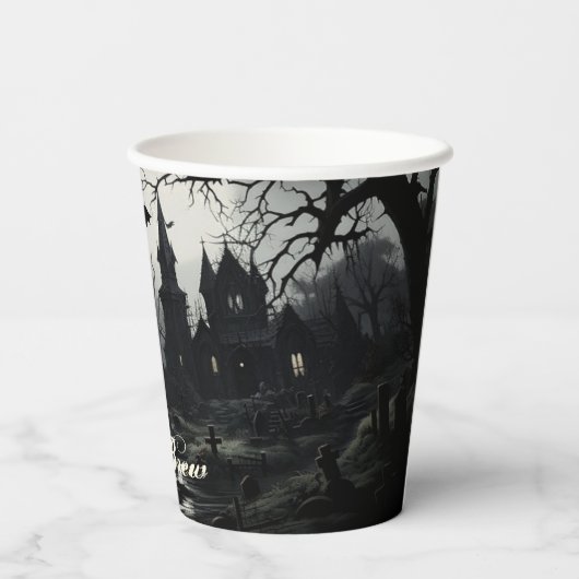 Ghosted Hexches Manor Halloween Pappbecher (Rückseite)