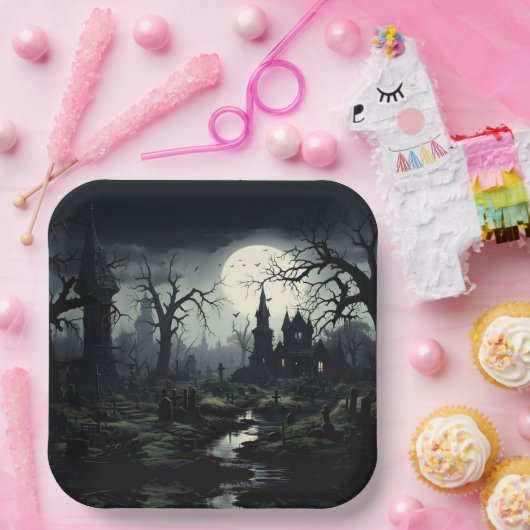 Ghosted Hexches Manor Halloween Pappteller (Party)