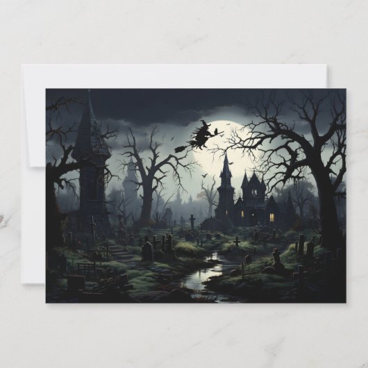 Ghosted Hexches Manor Halloween-Party Einladung (Rückseite)