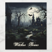 Ghosted Hexches Manor Halloween Weinetikett (Einzelnes Label)