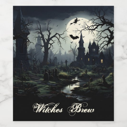 Ghosted Hexches Manor Halloween Weinetikett (Einzelnes Label)