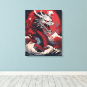 Ghosted japanischer Drache Leinwanddruck (Insitu (Holzboden))