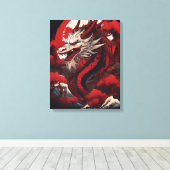 Ghosted japanischer Drache Leinwanddruck (Insitu (Holzboden))