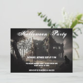 Ghosted Mansion Halloween-Party Einladung (Stehend Vorderseite)