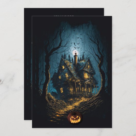 Ghosted Old House Party Einladung (Vorne/Hinten)