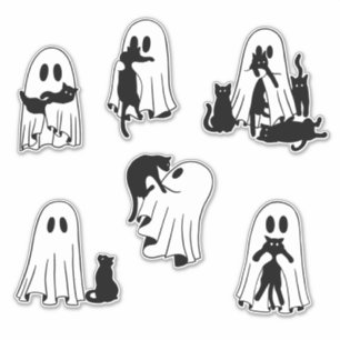 Ghosted Playmates Niedlich Ghost und Black Cat Pac Aufkleber