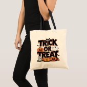 Ghosted Pumpkin Trick oder Treat Bag Tragetasche (Vorderseite (Produkt))