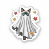 Ghosted Siamese - Niedliche Halloween-Siamkatze Aufkleber (Vorderseite)