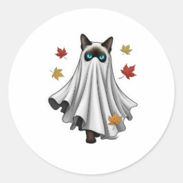 Ghosted Siamese - Niedliche Halloween-Siamkatze Runder Aufkleber