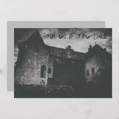 Ghosted Spuk House grungy Spooky Monochrome Einladung (Vorne/Hinten)