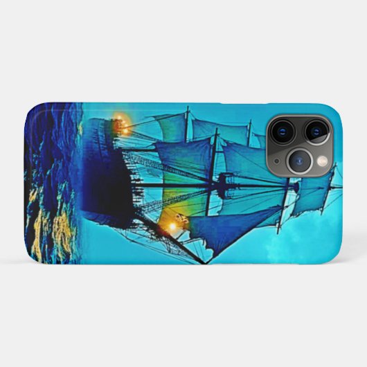 Ghosted Tall Ship Sea Voyage Design Case-Mate iPhone Hülle (Rückseite (Horizontal))