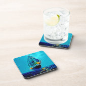 Ghosted Tall Ship Sea Voyage Design Getränkeuntersetzer (Rechte Seite)