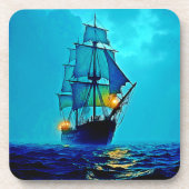 Ghosted Tall Ship Sea Voyage Design Getränkeuntersetzer (Vorderseite)