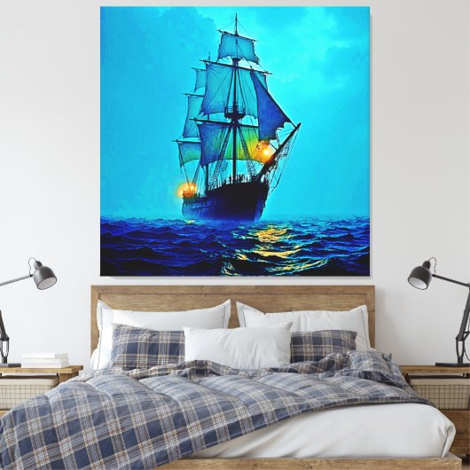 Ghosted Tall Ship Sea Voyage Design Leinwanddruck (Insitu (Schlafzimmer))