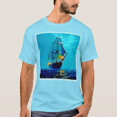 Ghosted Tall Ship Sea Voyage Design T-Shirt (Vorderseite)