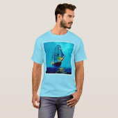 Ghosted Tall Ship Sea Voyage Design T-Shirt (Vorne ganz)