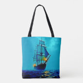 Ghosted Tall Ship Sea Voyage Design Tasche (Rückseite)