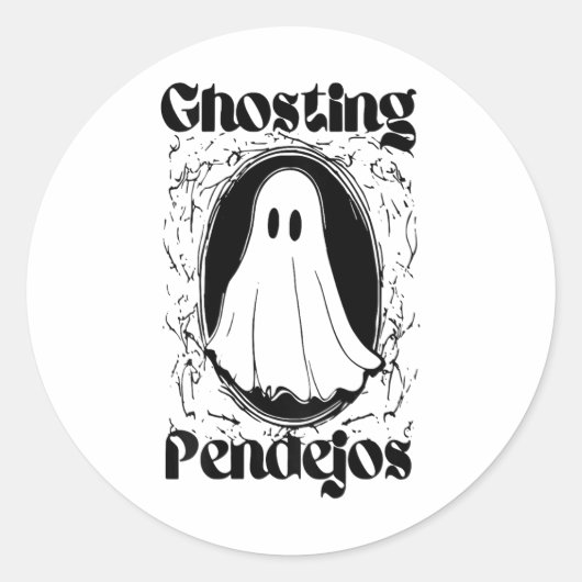 Ghosting Pendejos Funny Mexican Ghost Halloween (o Runder Aufkleber (Vorderseite)