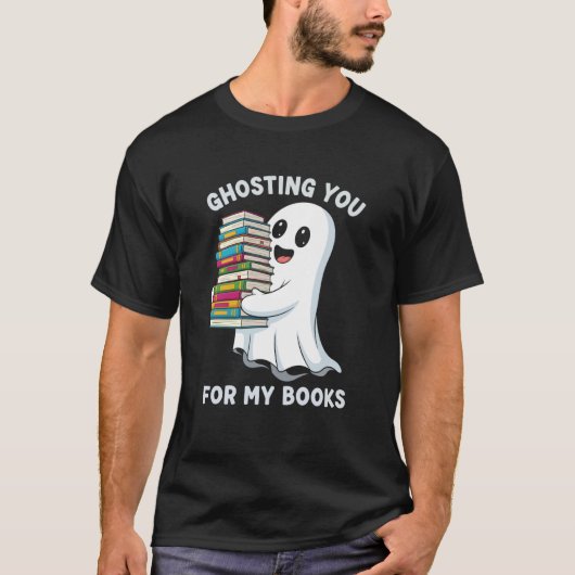 Ghosting You Cute Ghost Read Books Lover Halloween T-Shirt (Vorderseite)