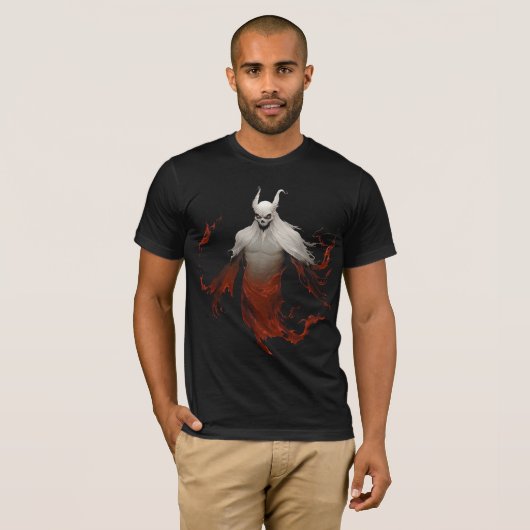 Ghostly Demon Spirit With Flaming Robes T-Shirt (Vorne ganz)