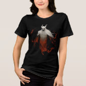 Ghostly Demon Spirit With Flaming Robes Tri-Blend Shirt (Vorderseite)