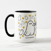 Ghosts and Candy Corn Individuelle Name Tasse (Links)