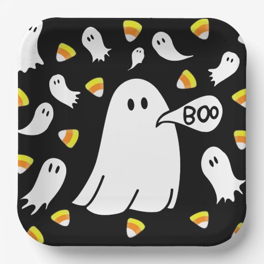 Ghosts and Candy Corn Pappteller (Vorderseite)