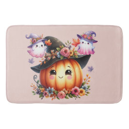 Ghosts and Pumpkin Halloween Design Badematte
