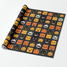 Ghosts and pumpkins emoji on Halloween Geschenkpapier