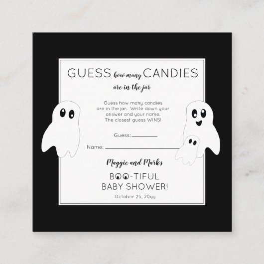 Ghosts Baby Showköder in Jar Game Begleitkarte (Vorderseite)