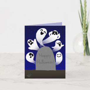 Ghosts Behind Grabstein Halloween Card Karte