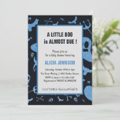 Ghosts Blue Glitzer Oktober Halloween Baby Show Einladung (Stehend Vorderseite)