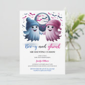 Ghosts Boo-y and Ghoul Halloween Twins Baby Shower Einladung (Stehend Vorderseite)