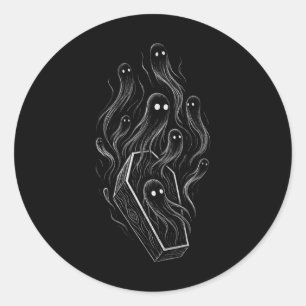 Ghosts Coffy Creepy Horror Grunge Alt Alternative Runder Aufkleber