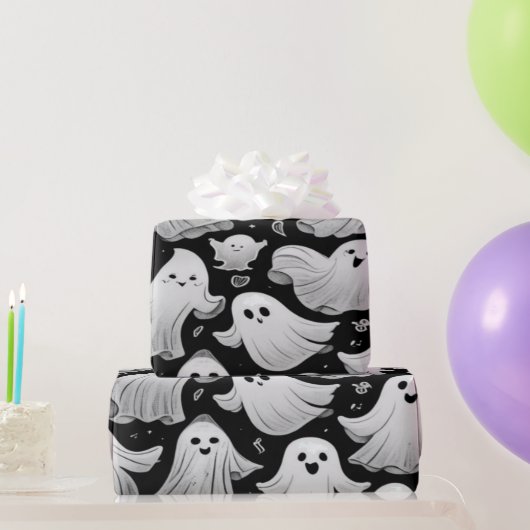 Ghosts Everywhere Spooky Fun Halloween Szene Geschenkpapier (Partygeschenke)