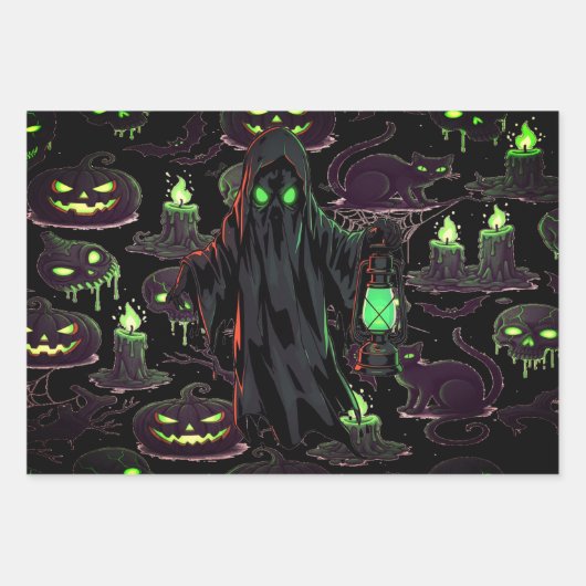 Ghosts Everywhere Spooky Fun Halloween Szene Geschenkpapier Set (Vorderseite 3)
