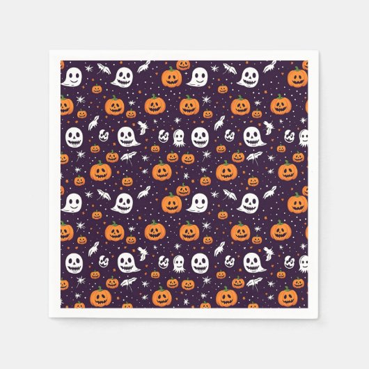 Ghosts, Ghouls & Pumpkins Halloween-Party Serviette (Vorderseite)
