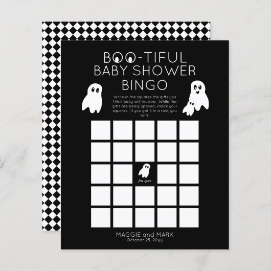 Ghosts Halloween Boo-schöne Baby-Dusche Bingo Invi (Vorne/Hinten)