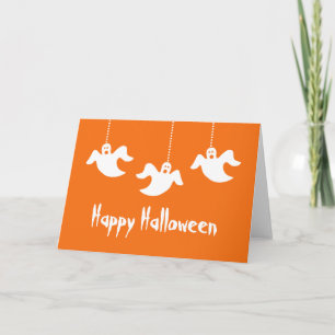 Ghosts Halloween Card, Orange Karte