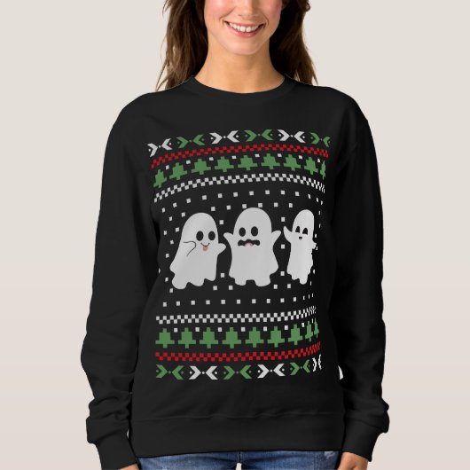 Ghosts Halloween Christmas Ugly Sweater Sweatshirt (Vorderseite)