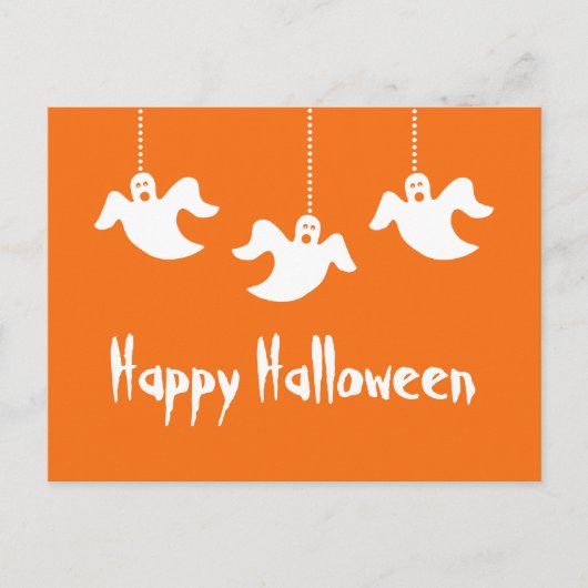 Ghosts Halloween Postcard, Orange Postkarte (Vorderseite)