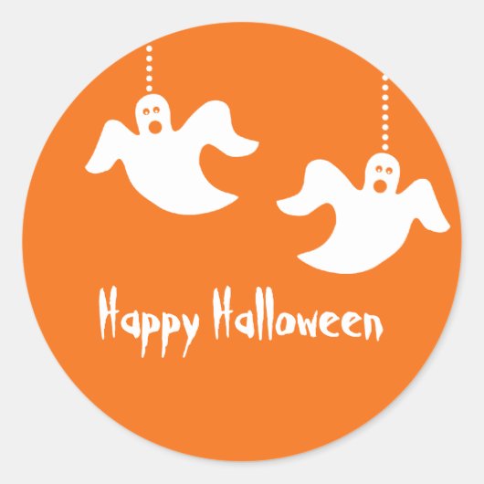 Ghosts Halloween Stickers, Orange Runder Aufkleber (Vorderseite)