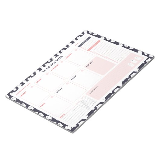 Ghosts Halloween Weekekly to Do List Planner Notizblock (angewinkelt)